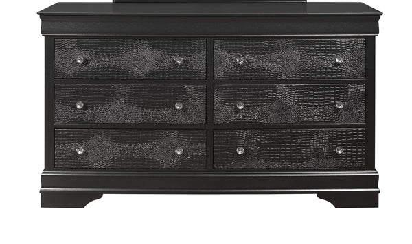 English Elm SHAKER Crocodile Textured Chest with Crystal Hardware, Solid Wood & MDF, Contemporary Tapered Legs Metallic Grey 61.42 L x 18.9 W x 36.22 H B201P215901