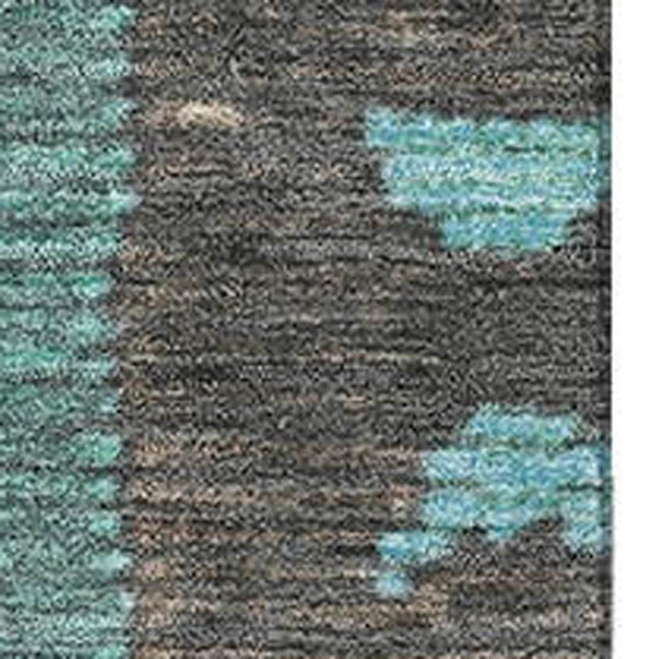 HomeRoots 8' Washable Round Rug in Brown, Teal & Ivory - Durable, UV-Protected Tribal Design for Any Space 709021