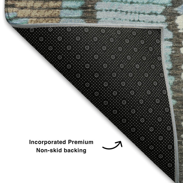 HomeRoots 8' X 10' Vibrant Brown Teal Ivory Tribal Area Rug - Washable, UV Protected, Ideal for Busy Homes 709022
