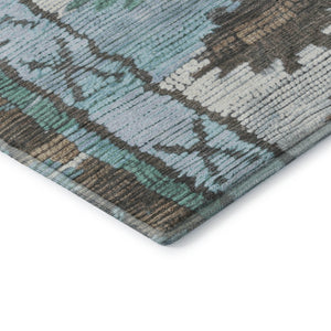 HomeRoots 8' X 10' Vibrant Brown Teal Ivory Tribal Area Rug - Washable, UV Protected, Ideal for Busy Homes 709022