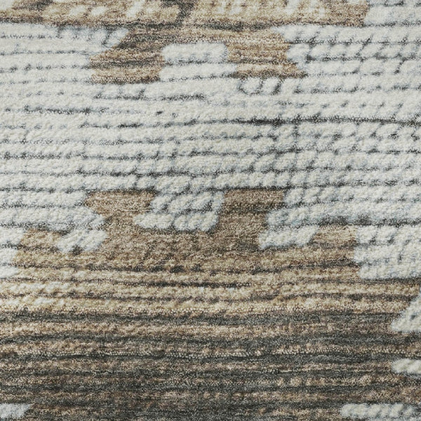 HomeRoots 8' X 10' Vibrant Brown Teal Ivory Tribal Area Rug - Washable, UV Protected, Ideal for Busy Homes 709022