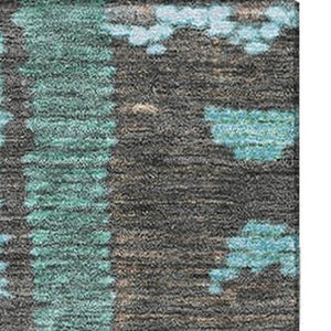 HomeRoots 9' X 12' Tribal Area Rug in Brown, Teal & Ivory - Washable, UV-Protected, Durable & Stylish Design 709023