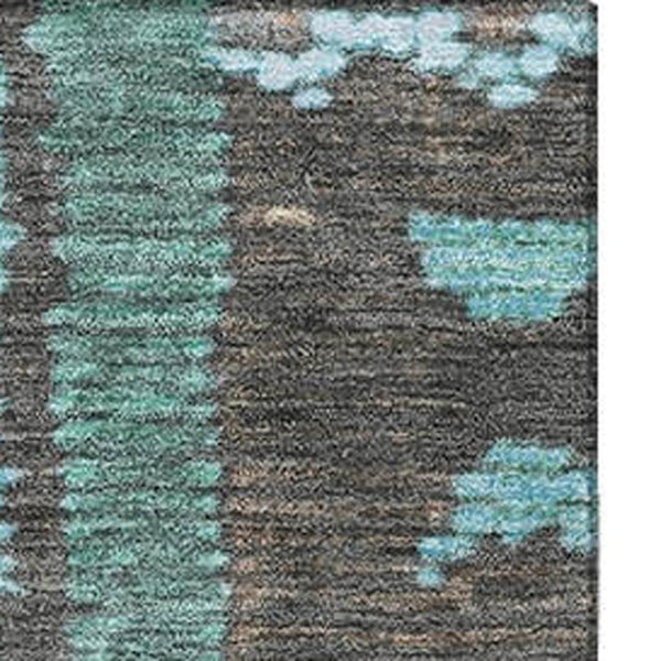 HomeRoots 9' X 12' Tribal Area Rug in Brown, Teal & Ivory - Washable, UV-Protected, Durable & Stylish Design 709023