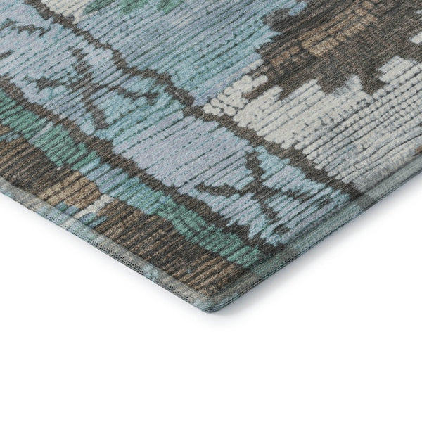 HomeRoots 10' Washable Brown Teal and Ivory Tribal Area Rug with UV Protection for Stylish Low-Maintenance Homes 709024