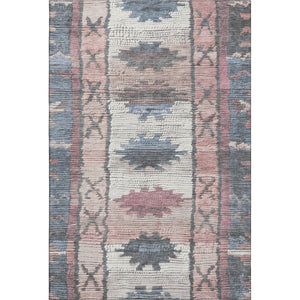HomeRoots 5' X 8' Denim Blue Tribal Area Rug - Stylish, Washable, UV Protected, Soft & Durable for Busy Homes 709026