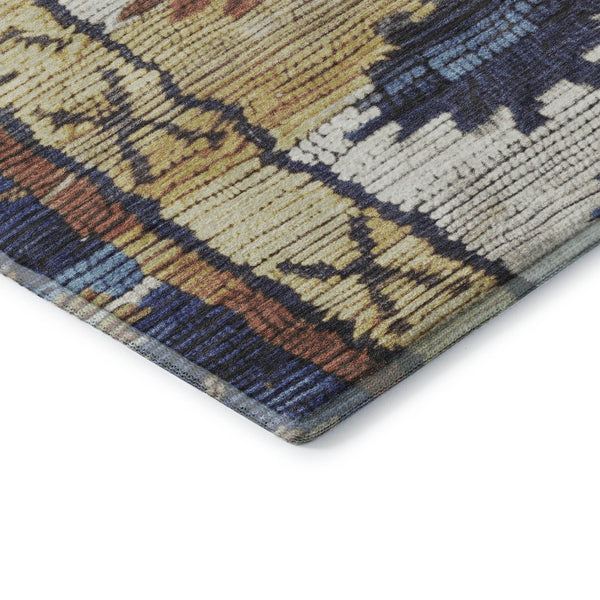 HomeRoots 8' X 10' Gold Copper and Ivory Tribal Area Rug - Durable, Washable, Stain-Resistant, UV Protected Design 709034