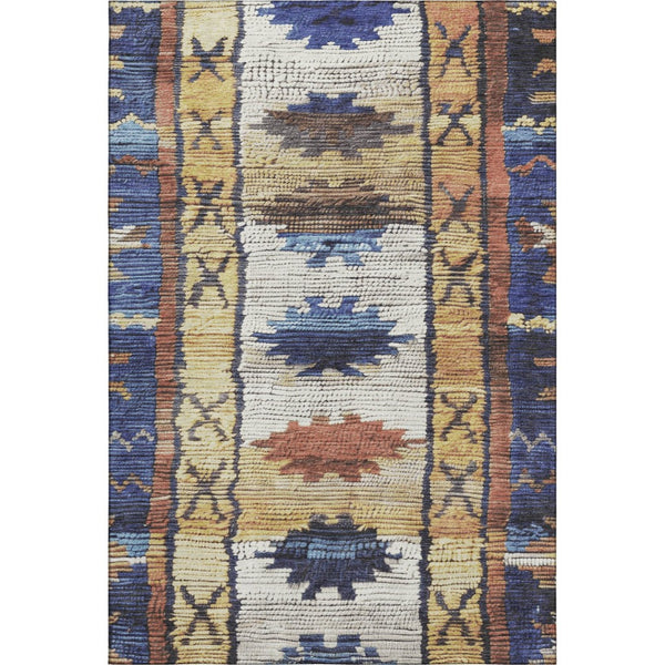 HomeRoots 9' X 12' Gold Copper Ivory Tribal Washable Area Rug - Durable, UV Protected, Ideal for High-Traffic Spaces 709035