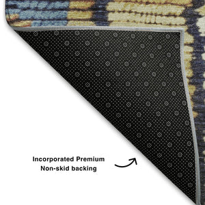 HomeRoots 9' X 12' Gold Copper Ivory Tribal Washable Area Rug - Durable, UV Protected, Ideal for High-Traffic Spaces 709035