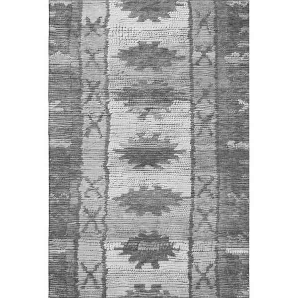 HomeRoots 5' X 8' Gray Charcoal & Ivory Tribal Area Rug - Machine Washable, UV Protected, Durable & Stylish 709038