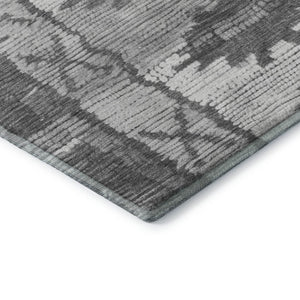 HomeRoots 5' X 8' Gray Charcoal & Ivory Tribal Area Rug - Machine Washable, UV Protected, Durable & Stylish 709038