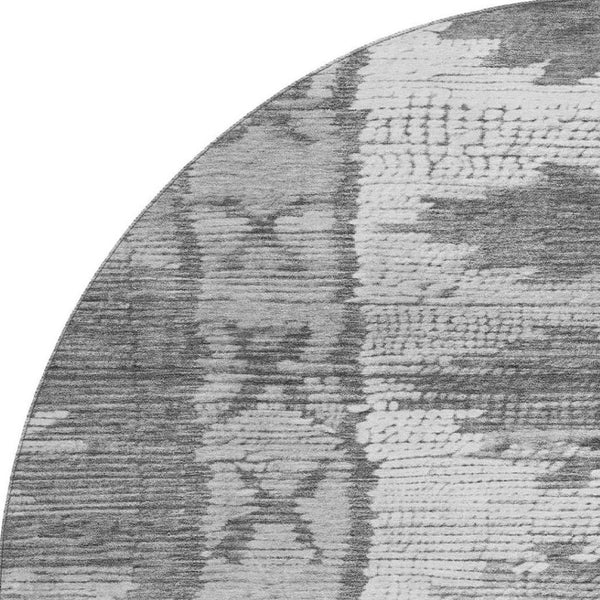 HomeRoots 8' X 10' Gray Charcoal & Ivory Tribal Area Rug - Washable, UV-Protected, Stain-Resistant Design! 709040