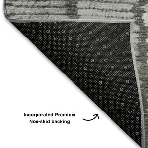 HomeRoots 10' X 14' Stylish Charcoal & Ivory Tribal Area Rug - Washable, UV-Protected, Stain-Resistant Design 709042