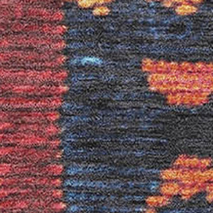 HomeRoots 8' Vibrant Navy Blue, Orange & Red Tribal Round Rug - Washable, UV Protected & Stain Resistant! 709045