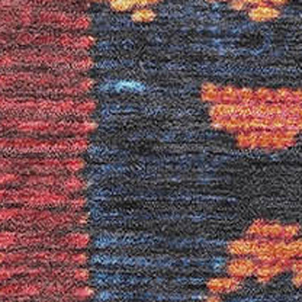 HomeRoots 8' Vibrant Navy Blue, Orange & Red Tribal Round Rug - Washable, UV Protected & Stain Resistant! 709045