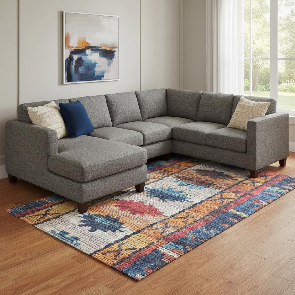 HomeRoots 9' X 12' Vibrant Navy Blue Tribal Area Rug - Stain-Resistant, Durable, UV Protected for High Traffic Spaces 709047