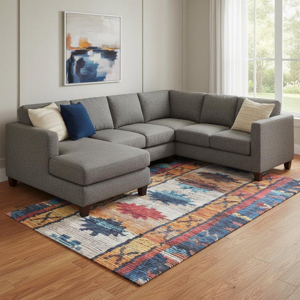 HomeRoots 9' X 12' Vibrant Navy Blue Tribal Area Rug - Stain-Resistant, Durable, UV Protected for High Traffic Spaces 709047