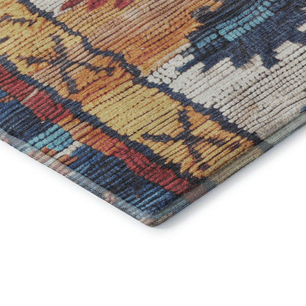 HomeRoots 9' X 12' Vibrant Navy Blue Tribal Area Rug - Stain-Resistant, Durable, UV Protected for High Traffic Spaces 709047