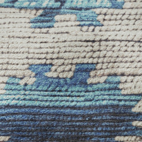 HomeRoots 9' X 12' Vibrant Navy Blue Tribal Area Rug - Stain-Resistant, Durable, UV Protected for High Traffic Spaces 709047