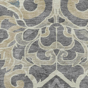 HomeRoots 10' X 14' Beige Charcoal Floral Area Rug - Washable, Stain Resistant, UV Protected, Ideal for Homes 709060