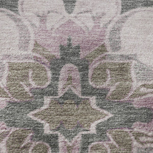 HomeRoots 8' X 10' Washable Pink Ivory Gray Floral Medallion Area Rug - UV Protected, Durable, Elegant Design 709076
