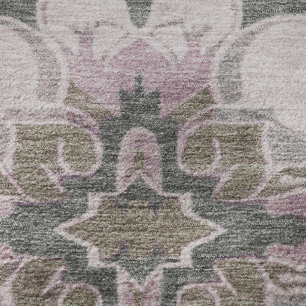 HomeRoots 8' X 10' Washable Pink Ivory Gray Floral Medallion Area Rug - UV Protected, Durable, Elegant Design 709076