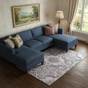 HomeRoots 10' X 14' Washable Pink Floral Medallion Area Rug – Durable, Stain Resistant & UV Protected for Homes 709078