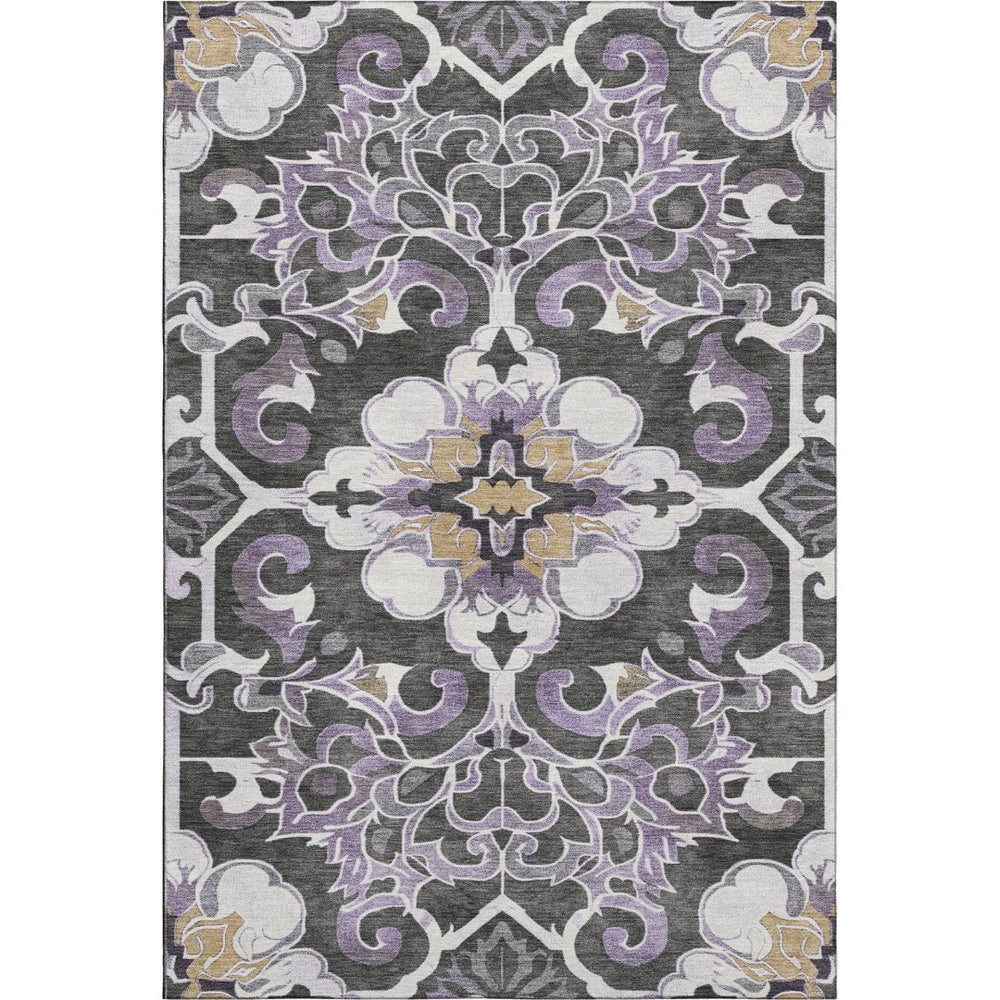 HomeRoots 9' X 12' Washable Floral Medallion Area Rug with UV Protection, Stain Resistance & Non-Slip Backing 709083