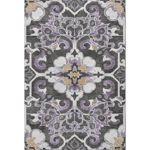 HomeRoots 9' X 12' Washable Floral Medallion Area Rug with UV Protection, Stain Resistance & Non-Slip Backing 709083