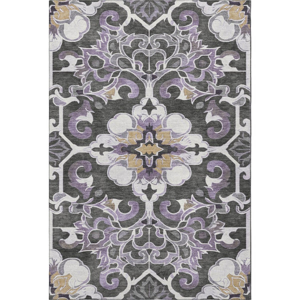 HomeRoots 9' X 12' Washable Floral Medallion Area Rug with UV Protection, Stain Resistance & Non-Slip Backing 709083