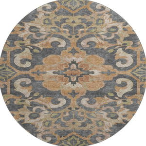 HomeRoots 8' X 10' Floral Medallion Area Rug – Washable, UV Protected, Durable Design for Homes with Kids & Pets 709094