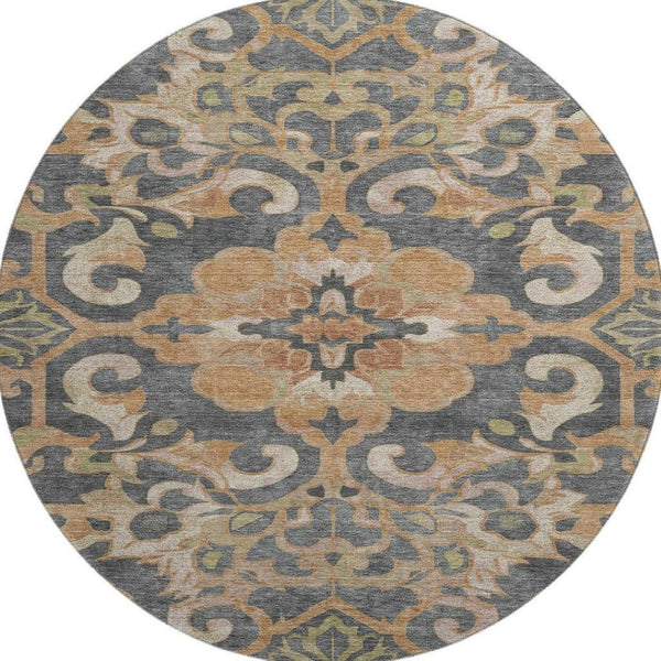HomeRoots 8' X 10' Floral Medallion Area Rug – Washable, UV Protected, Durable Design for Homes with Kids & Pets 709094