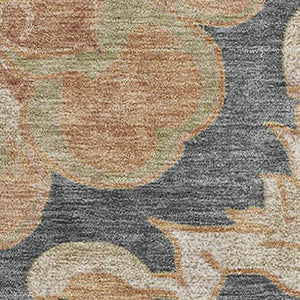 HomeRoots 9' X 12' Washable Area Rug - Terra Cotta Floral Medallion with UV Protection & Non-Slip Backing 709095