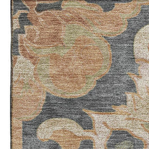 HomeRoots 9' X 12' Washable Area Rug - Terra Cotta Floral Medallion with UV Protection & Non-Slip Backing 709095