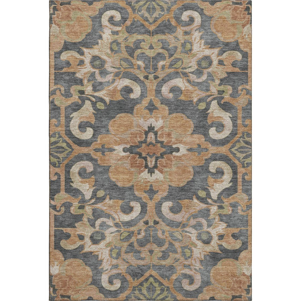 HomeRoots 10' Elegant Terra Cotta Floral Medallion Area Rug - Durable, Washable & UV-Protected for Homes 709096