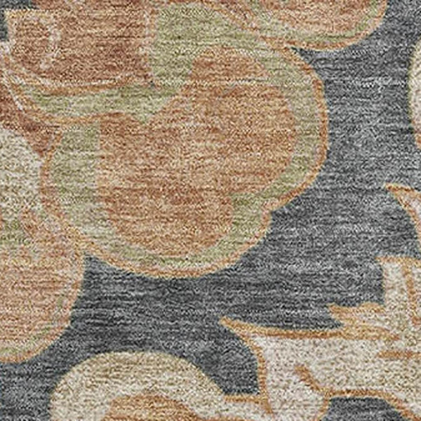 HomeRoots 10' Elegant Terra Cotta Floral Medallion Area Rug - Durable, Washable & UV-Protected for Homes 709096