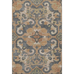 HomeRoots 10' Elegant Terra Cotta Floral Medallion Area Rug - Durable, Washable & UV-Protected for Homes 709096