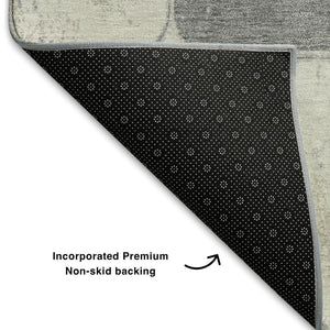 HomeRoots 10' Modern Beige Gray Silver Geometric Washable Area Rug - UV Protected, Durable & Stylish Design 709102