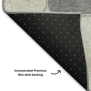 HomeRoots 5' X 8' Blush Gray & Silver Geometric Area Rug - Washable, UV-Protected, Perfect for Active Homes! 709104