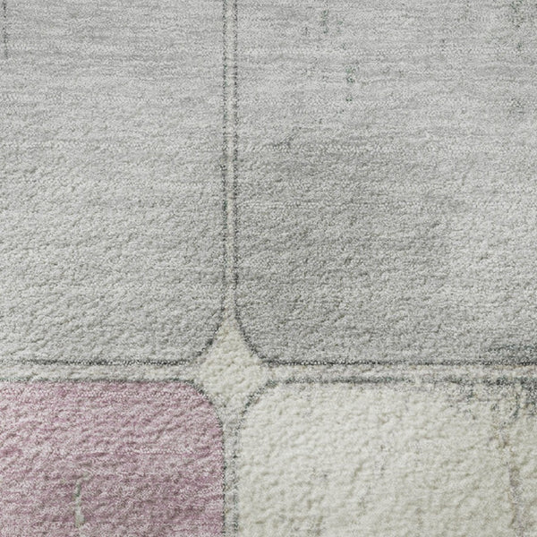 HomeRoots 8' X 10' Blush Gray & Silver Geometric Area Rug - Washable, UV-Protected, Stylish & Durable Design 709106