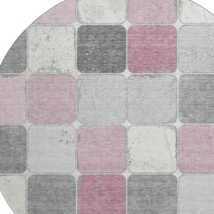HomeRoots 8' X 10' Blush Gray & Silver Geometric Area Rug - Washable, UV-Protected, Stylish & Durable Design 709106