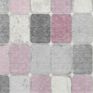 HomeRoots 10' X 14' Blush Gray & Silver Geometric Washable Area Rug - Durable, UV Protected for Stylish Homes 709108