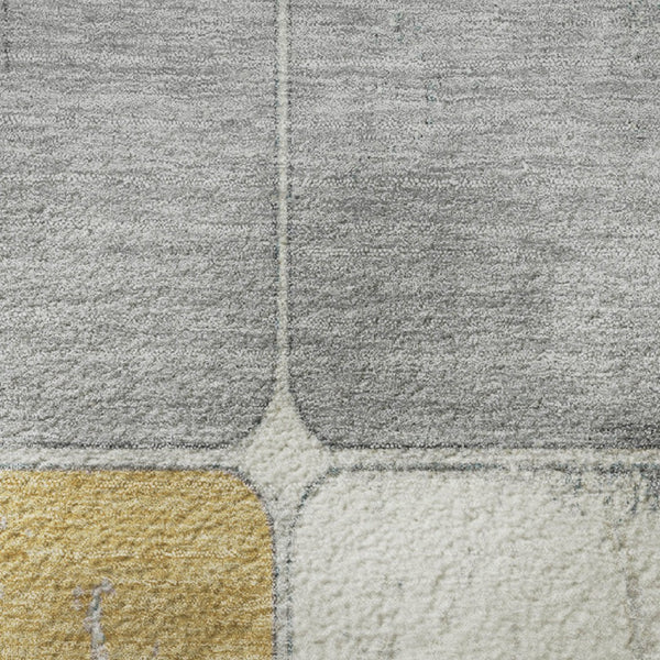 HomeRoots 8' X 10' Geometric Washable Area Rug in Gold, Gray & Ivory - UV Protected, Stain Resistant, Stylish Comfort 709118