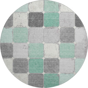 HomeRoots 8' X 10' Stylish Mint Green Geometric Area Rug - Washable, UV-Protected & Perfect for Homes! 709124