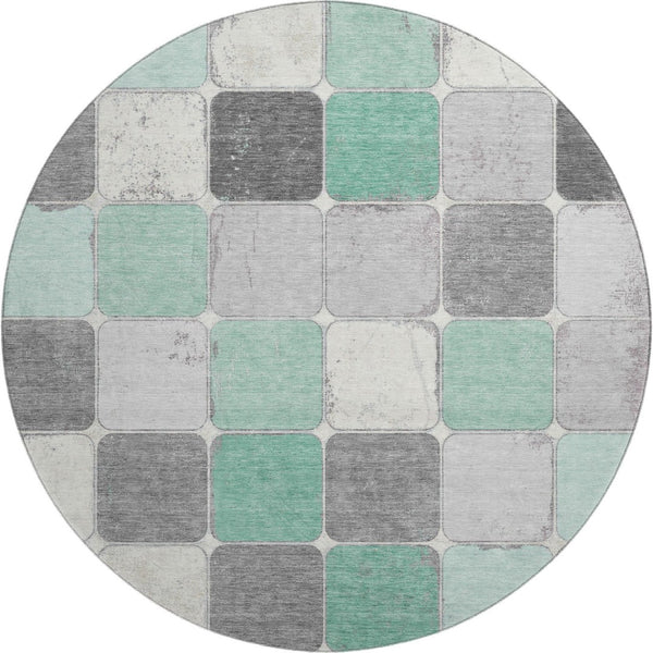 HomeRoots 8' X 10' Stylish Mint Green Geometric Area Rug - Washable, UV-Protected & Perfect for Homes! 709124
