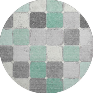 HomeRoots 8' X 10' Stylish Mint Green Geometric Area Rug - Washable, UV-Protected & Perfect for Homes! 709124