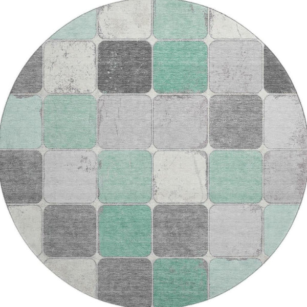HomeRoots 8' X 10' Stylish Mint Green Geometric Area Rug - Washable, UV-Protected & Perfect for Homes! 709124