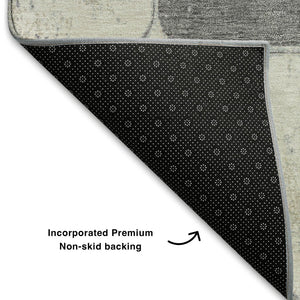 HomeRoots 10' Washable Mint Green, Ivory & Gray Geometric Area Rug - Durable, UV-Protected, Non-Slip Design! 709126