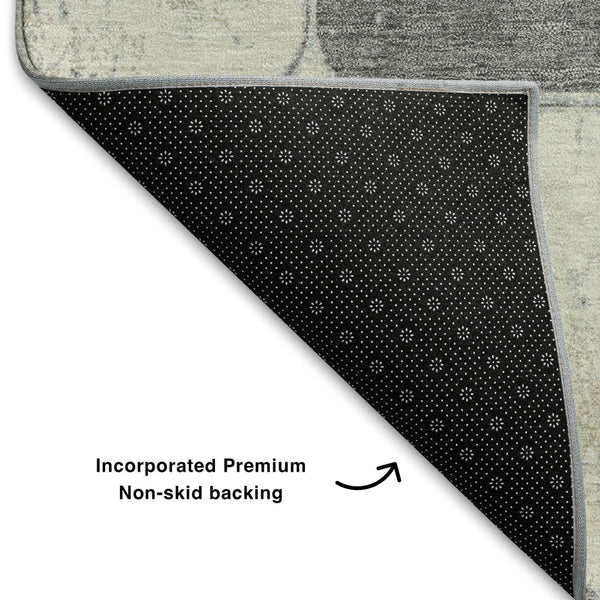 HomeRoots 10' Washable Mint Green, Ivory & Gray Geometric Area Rug - Durable, UV-Protected, Non-Slip Design! 709126