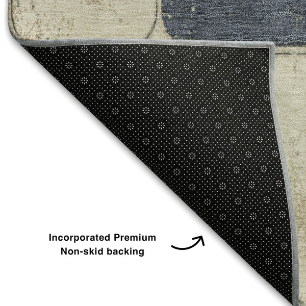 HomeRoots 10' X 14' Modern Rust Blue Ivory Geometric Area Rug – Washable, UV Protected & Stain Resistant Design 709132