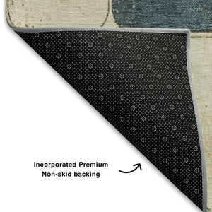 HomeRoots 9' X 12' Stylish Teal Blush Yellow Geometric Area Rug - Washable, UV Protected & Stain Resistant! 709137